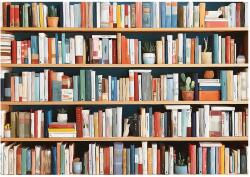 Wallarena Fotótapéta Vörös Könyvtár Könyvek Előszoba Nappali Iroda 150x105 (FOTOTAPETA ŚCIENNA 16107VX3)