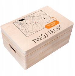 Creative Deco Fa doboz térképpel, ajándék születésnapra, évfordulóra, esküvőre, gravírozással, 30x20 (JANCDSD130CUSTOMMAPRECTANGLEBOXFBM)