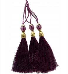 Gipiurowo Aranyszínű gyöngyökkel díszített fülbevaló, püspöklila, 12 cm (chwost)