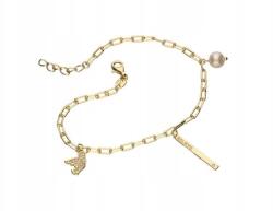 Lovrin Ezüst 925 karkötő, aranyozott, madárka gyönggyel, elegáns mintával, ajándéknak (Lovrin 63837)