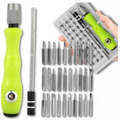  32 az 1-ben Precíziós Csavarhúzó Készlet Elektronikához, Torx Bitek, Csavarhúzók, Tokban (Zestaw wkrętaków śrubokrętów 32w1 + etui)