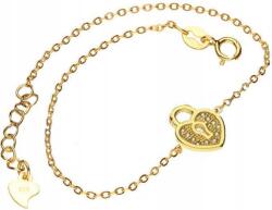 Lovrin Ezüstözött aranyozott 925-ös karkötő szív alakú lakattal, divatos mintával ajándéknak is kiváló (Lovrin 54021)