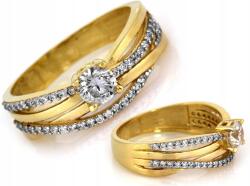 Lovrin Arany gyűrű 585 kétszínű, divatosan cirkónia kövekkel díszítve, 18-as méret, ajándékba