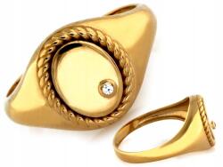 Lovrin Arany pecsétgyűrű 585 14kt cirkónia kövekkel uniszex R19 3.52g díszítéssel ajándékba (Lovrin)