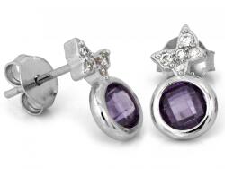 Lovrin Ezüst fülbevaló pillangóval és lila kővel, stekkeres, 925-ös, 1.56g