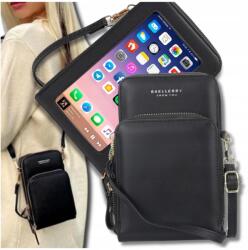 EdiBazzar Női telefontartó mini pénztárca postás táska fekete városi rekeszes (5904107121208)