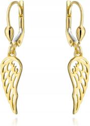 Lovrin Arany fülbevaló, 585-ös, lógós, szárnyak, angol kapcsos, ajándékba, 14 karátos