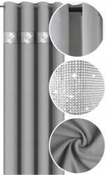 NOW-ART Kész függöny cirkóniákkal 145x230 karikákkal, nappali függöny flitterekkel (Zasłona gładka matowa 230 DIAMENTY)