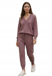  Stílusos női kötött szett - V-nyakú pulóver jogger nadrág