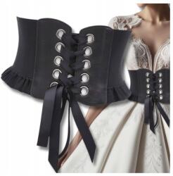 EdiBazzar Öv Női rugalmas fekete fűző öv ruha deréköv széles (Damski Pasek elastyczny czarny gorset sznurow)