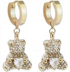 EdiBazzar Arany színű, 316L sebészeti acél fülbevaló, aranyozott, 18K, lógó, aranyos maci