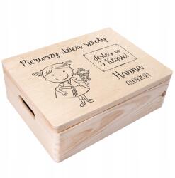 Creative Deco Fából készült emlékdoboz iskolai ajándéktárgyakhoz gyerekeknek gravírozással 40x30 (JANCDSD140CUSTOMSCHOOLDAYGIRLFBM)