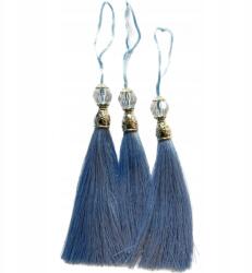 Gipiurowo Ezüst gyöngyökkel díszített fülbevaló, világos kék, 12 cm (chwost)