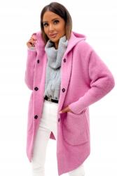  Női rózsaszín alpakka kabát kapucnival, oversize, meleg és elegáns