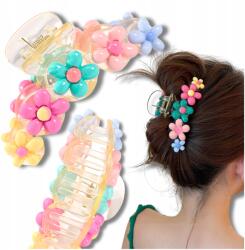  Színes, boho stílusú hajcsat pasztell virágokkal, nagy méretű, könnyű csipesz (Kolorowa klamra do włosów boho pastelowa)