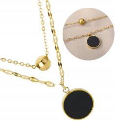  Aranyozott Női Nyaklánc Sebészeti Acélból, Fekete 2 az 1-ben Lánc 18K Arany (5905884052846)