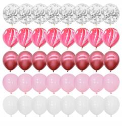 Lufiszett, 40 db-os, konfettis, esküvőre, születésnapra, partira, névnapra, elsőáldozásra, lakodalomra