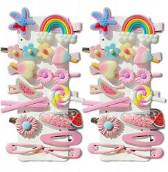 EdiBazzar 28 darabos rózsaszín hajcsat szett gyerekeknek, ajándék (Zestaw dziecięcych spinek spineczki 28 szt)