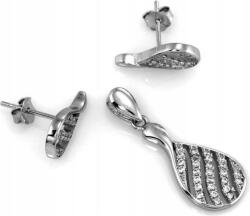 Lovrin 925-ös ezüst szett: fülbevaló és csepp alakú medál cirkónia kövekkel, ajándéknak (Lovrin)