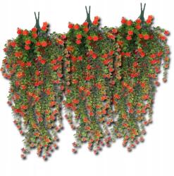  Művirágok, függő ágak, 3db, narancssárga, 76cm, műanyag, virágfüzér (Bukiet wiszące kwiaty bluszcz pomarańczowe)