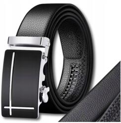 EdiBazzar Férfi automata Öv elegáns bőr fekete fém csattal (5904555952201)
