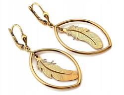 Lovrin Arany fülbevaló Au 585 14k lógó toll formájú, 3.77g súlyú, fényes, nőknek