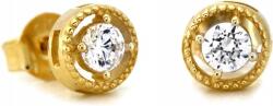 Lovrin Arany fülbevaló 585 kerek cirkónia köves, elegáns ajándék, stekkeres