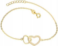  Ezüstözött, aranyozott 925-ös ezüst karkötő összefonódó szívekkel, modern divatos mintával (Lovrin 49257)