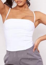 Prettylittlething Fehér Fűzős Felső Sima Elasztikus Vállpántokkal Prettylittlething 40