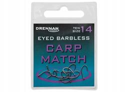 Drennan szemes pontyozó horgok szakáll nélkül Eyed Carp Match Barbless, 16-os méret (HEBMA016)