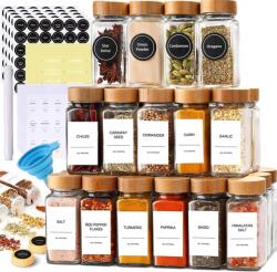 BOTC 24 db-os fűszertartó üveg szett bambusz fedővel, 120 ml-es (Spice jar 24 pcs)