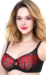 Lanny Mode Merevítő nélküli, hímzett melltartó Lanny Mode Carla, fekete/piros 80E
