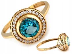 Lovrin Arany gyűrű 585 markíza fazonú kék topázzal, elegáns, ízléses r19 (Lovrin)