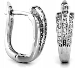 Lovrin Rodiumozott, 925-ös sterling ezüst fülbevaló, angol kapcsos, cirkónia kövekkel díszítve divatos ezüst ékszer