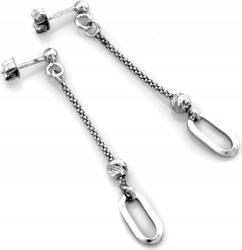 Lovrin 925-ös ezüst fülbevaló, hosszú, láncos, lógós, női, stekkeres