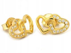 Lovrin Női ezüst fülbevaló 925 két szív cirkónia kövekkel 1.34g lányoknak (62435906)