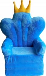 Materace Z Gór Kék plüss, kihajtható dívány, korona fotel és puff gyerekeknek (Tron)