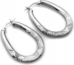 Lovrin Nagy ezüst fülbevaló 925, ovális, merev, vastag karika díszítéssel, ajándékba