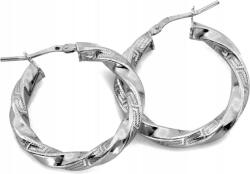 Lovrin Női ezüst fülbevaló 925, csavart karika görög mintával, 31mm ajándéknak is kiváló (Lovrin)
