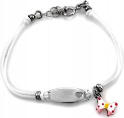 Lovrin 925-ös ezüst karkötő fehér zsinóron, zománcozott pillangóval, 16 cm-es (Lovrin)