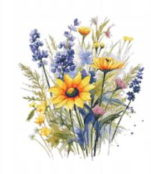 Coricamo Keresztszemes hímzés Hímző szett Virágok levendulával (Z 10552)