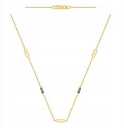 Lovrin Arany 585-ös, horgony mintás nyaklánc lemezes elemekkel és zöld kövekkel d (61107687)