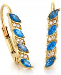 Lovrin Arany fülbevaló 585 kék cirkóniával 14K klasszikus női divatos