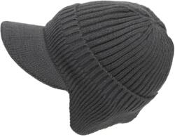  Férfi téli sapka fülekkel, bordázott, meleg, sildes, bélelt, füles sapka (Czapka z daszkiem męska uszatka zimowa prążki)