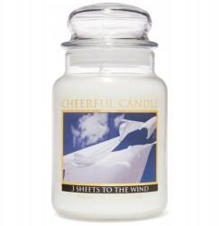 Cheerful Candle Nagy illatgyertya üvegben, fehér, friss mosás, liliom illattal Cheerful Candle 680g (674623301341)