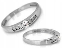 Lovrin 585 arany gyűrű cirkóniákkal divatos stílusos fehér aranyból 14-es méret (45932403)