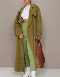 Prettylittlething Klasszikus Hosszú Khaki Kabát Kapucnival Prettylittlething 34