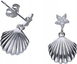 Lovrin 925-ös ezüst fülbevaló csillag és kagyló cirkónia kövekkel, divatos minta ajándékba (Lovrin 46444)