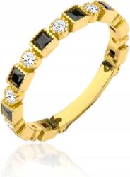 Lovrin Arany női gyűrű 585 fekete kővel és cirkóniákkal méret11 ajándékba s (Lovrin)