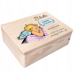 Creative Deco Gravírozott ajándékdoboz keresztelőre, emlék a szent keresztelőről, 40x30 (JANCDSD140BCUSTOMBAPTISMANGELFBM)